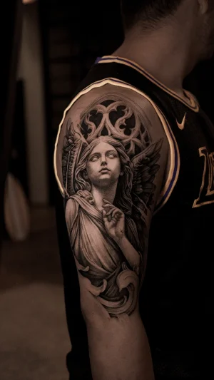 Angel Black & Grey Half Sleeve