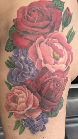 Vibrant Realistic Floral Thigh Piece