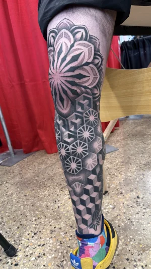 Geometric Flower Full Leg Sleeve