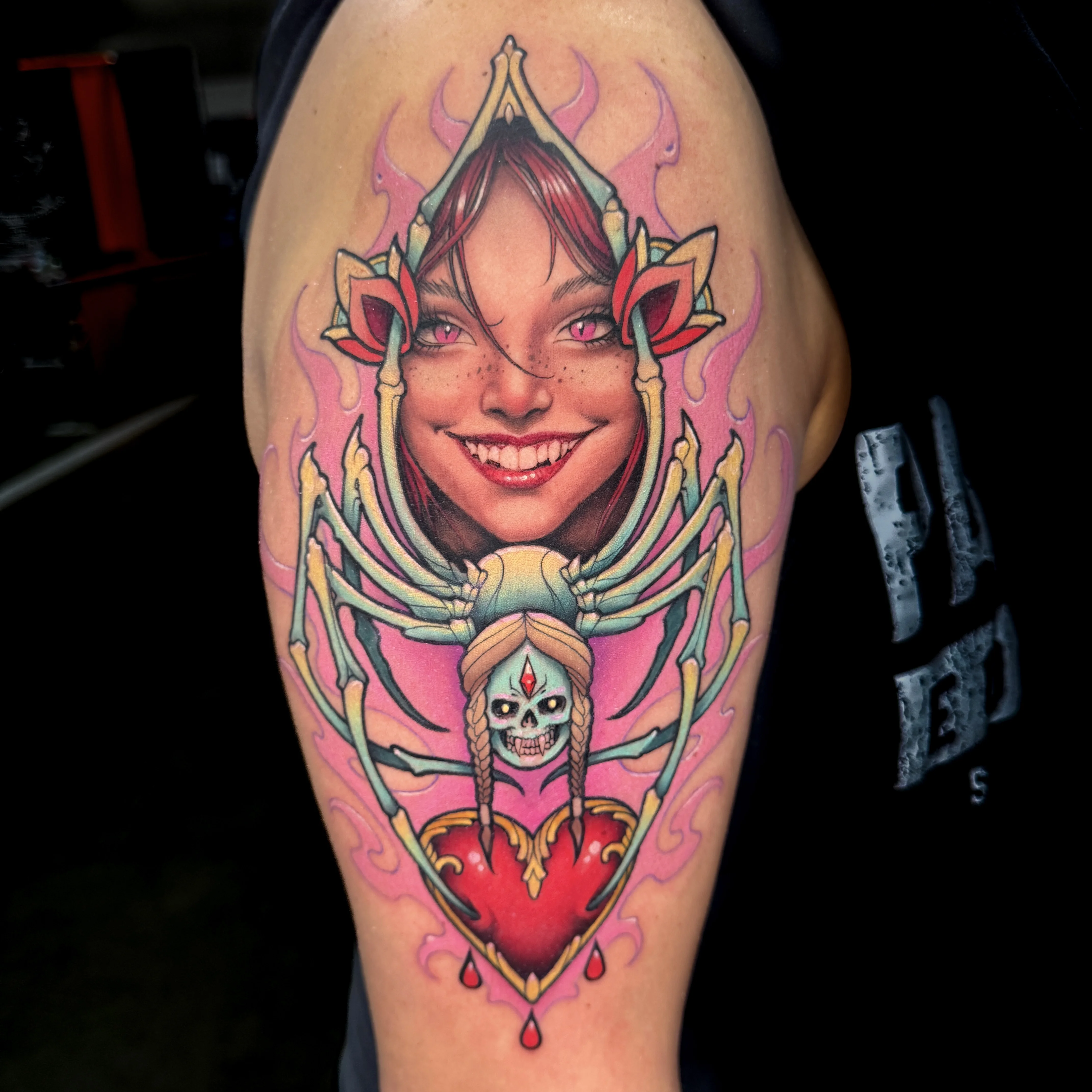 Neo-Traditional tattoo by Willard Malebear: lady spider