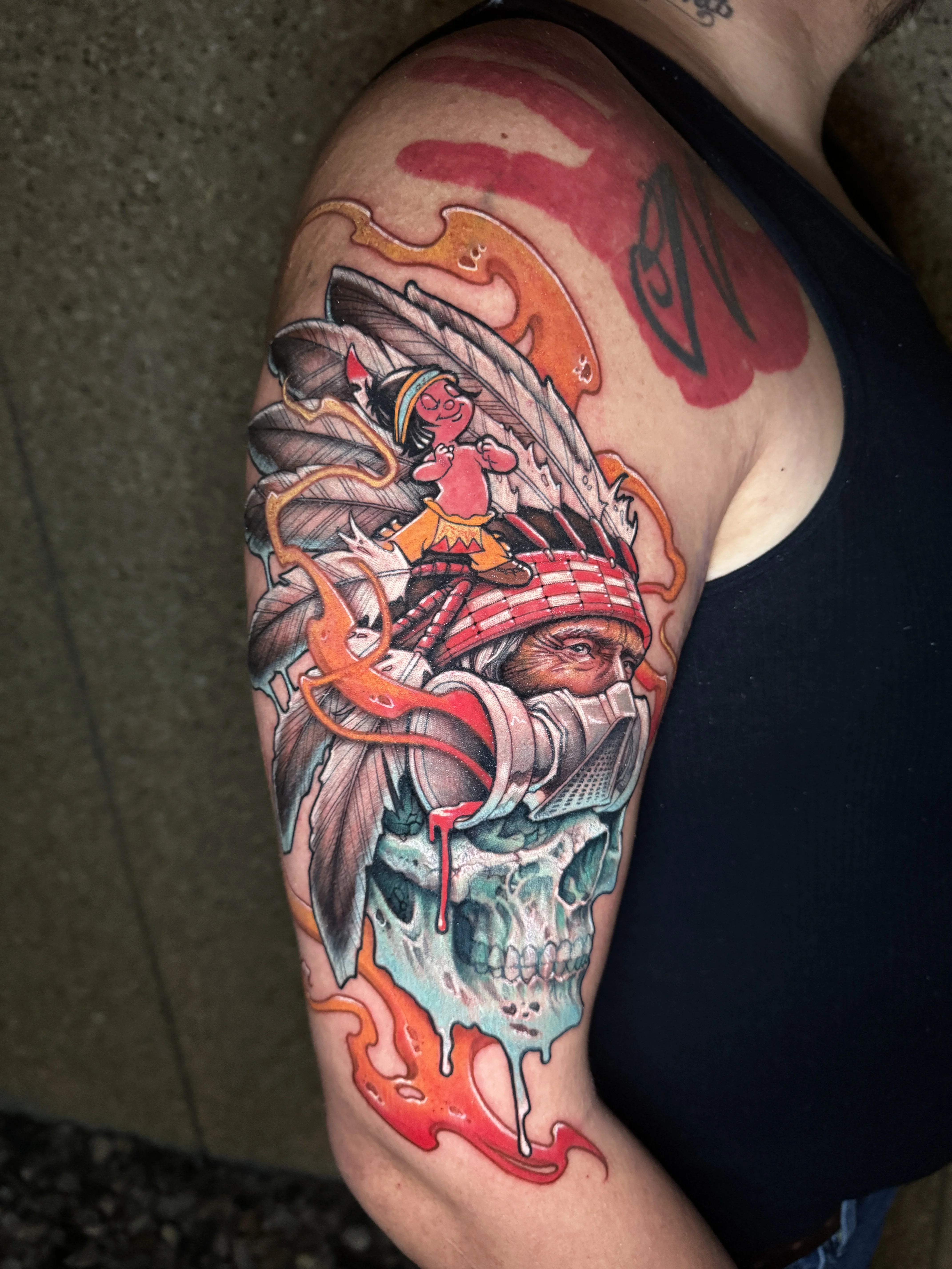 Neo-Traditional tattoo by Willard Malebear: native