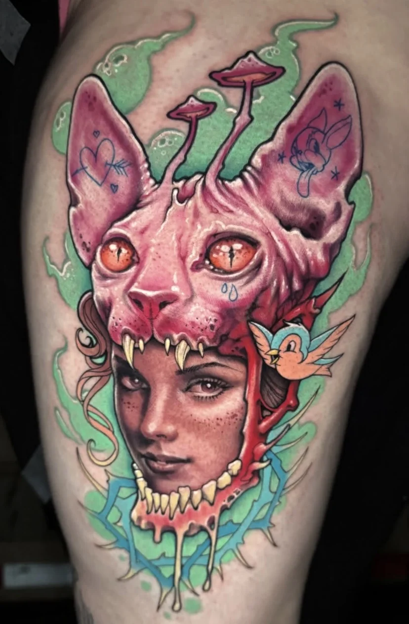 Neo-Traditional tattoo by Willard Malebear: mashup