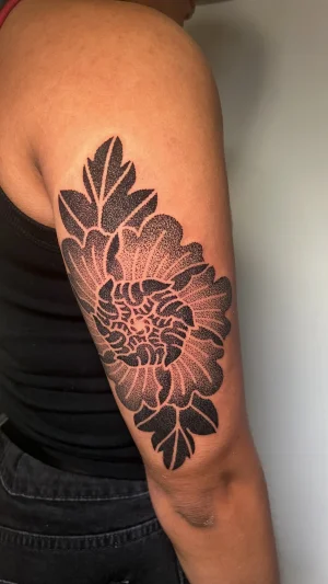 Bold Blackwork Flower Upper Arm