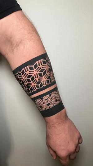 Geometric Blackwork Forearm Band