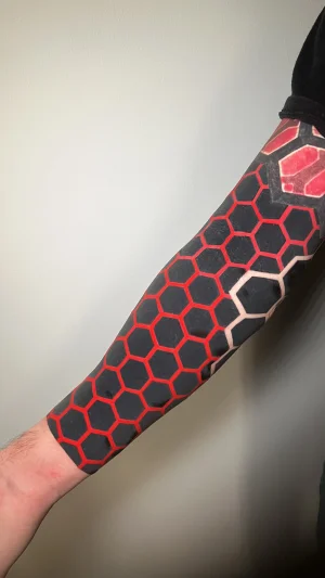 Red and Black Hexagon Forearm