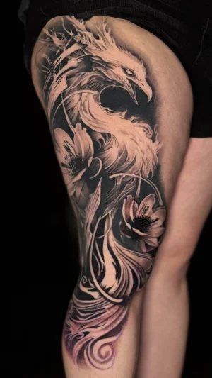 Black & Grey Phoenix Full Leg