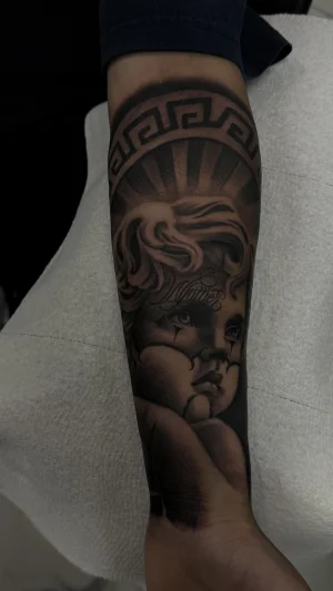 Realistic Angel Forearm Portrait