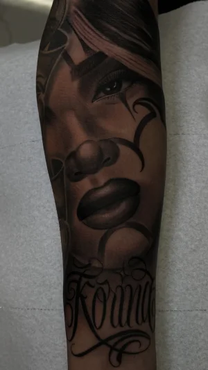 Realistic Woman Face Forearm