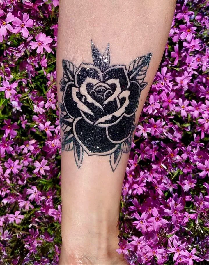 Blackwork tattoo by Nata: rose, leaf, floral, nature
