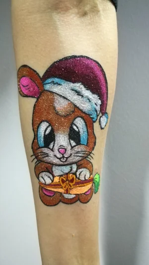 Cartoon Mouse with Santa Hat