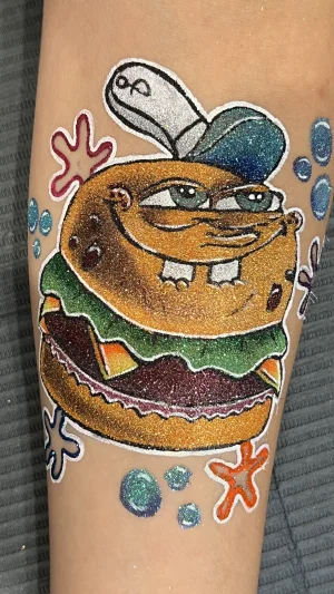 Cartoon Burger Character Forearm