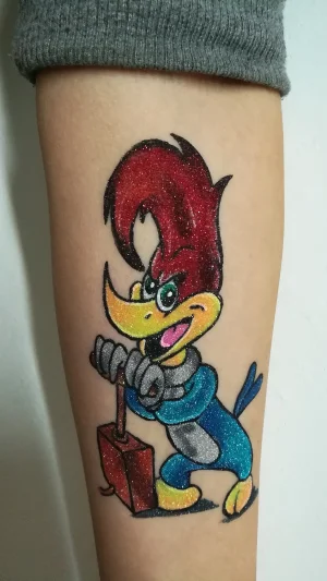 Custom Glitter Character Tattoo