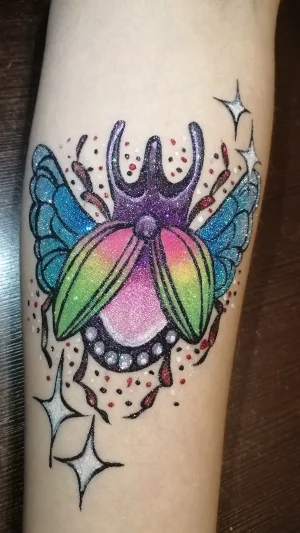 Colorful Glitter Beetle Forearm