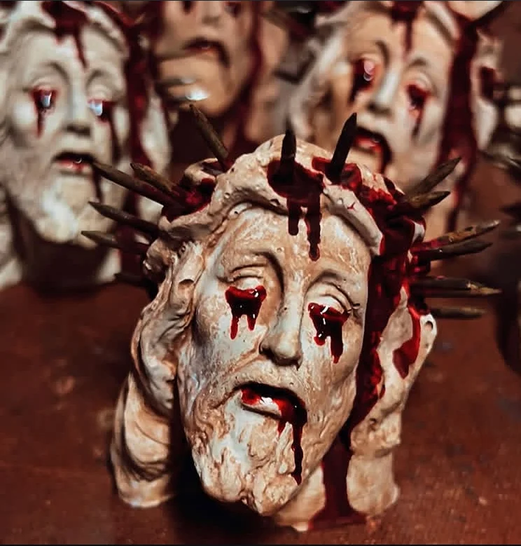 Bleeding Jesus head: jesus, nails, blood, spikes, religious, dark