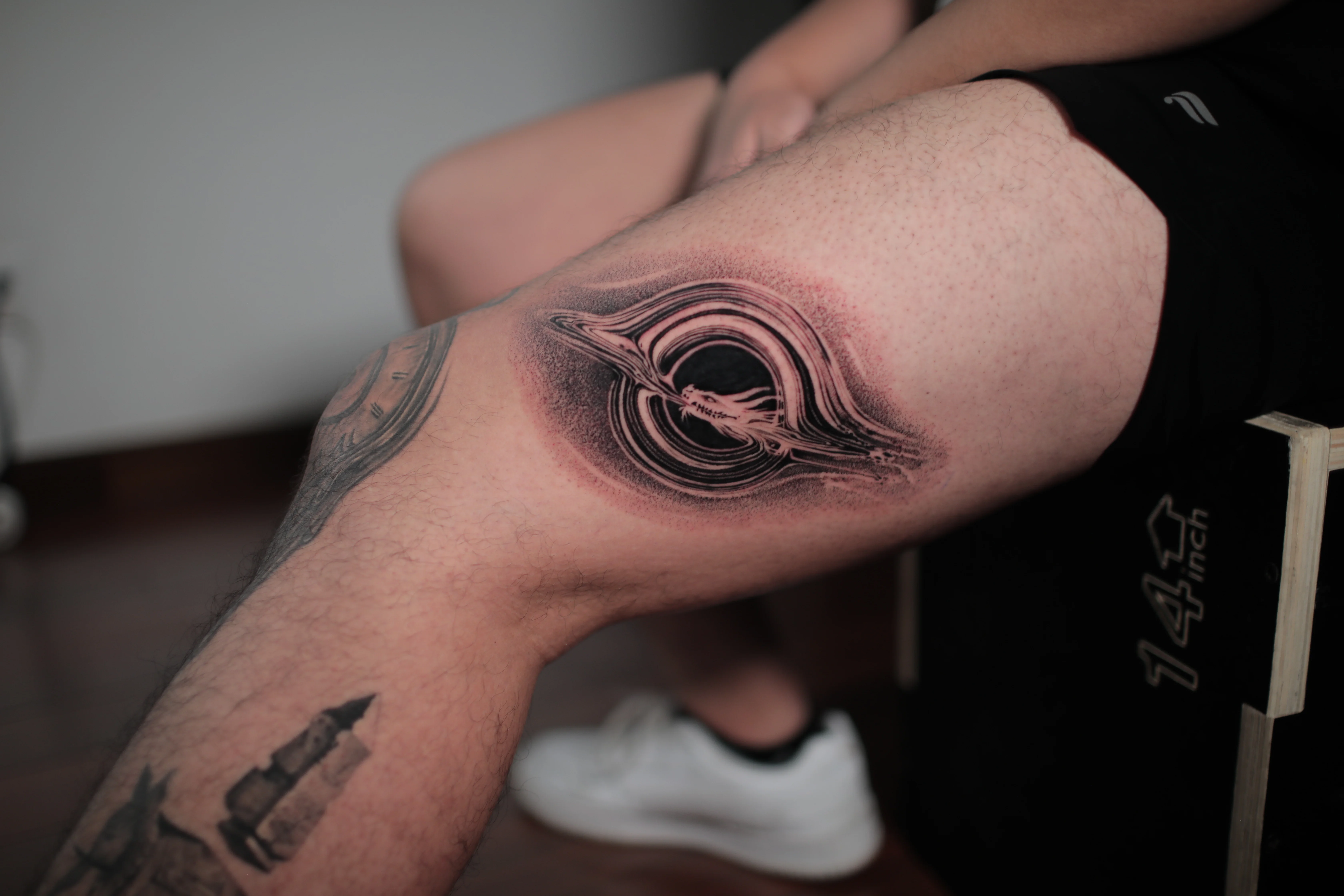 Surreal Black Hole Thigh Art: black hole, distortion effect, space, darkness, surreal, abstract