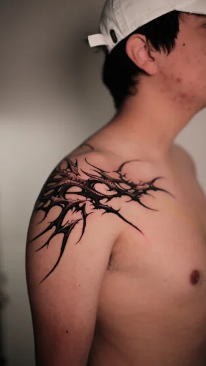 Abstract Spiked Shoulder Blackwork