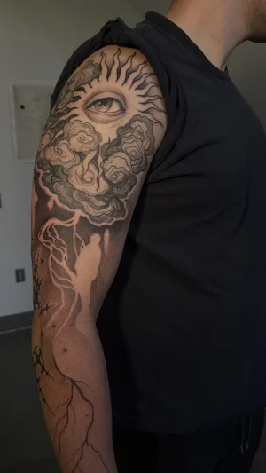 Sun Eye and Lightning Full Sleeve