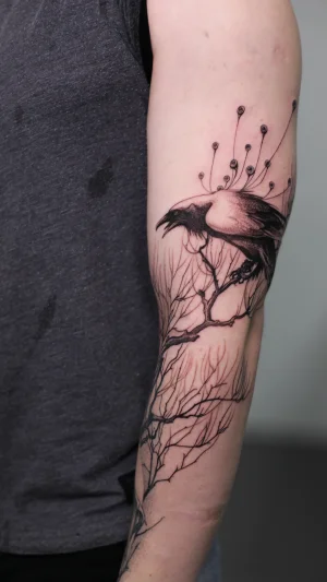 Crow on Branch Forearm
