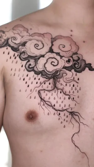 Storm Cloud Fine Line Chest Piece