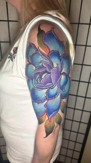 Blue and Purple Rose Half Sleeve