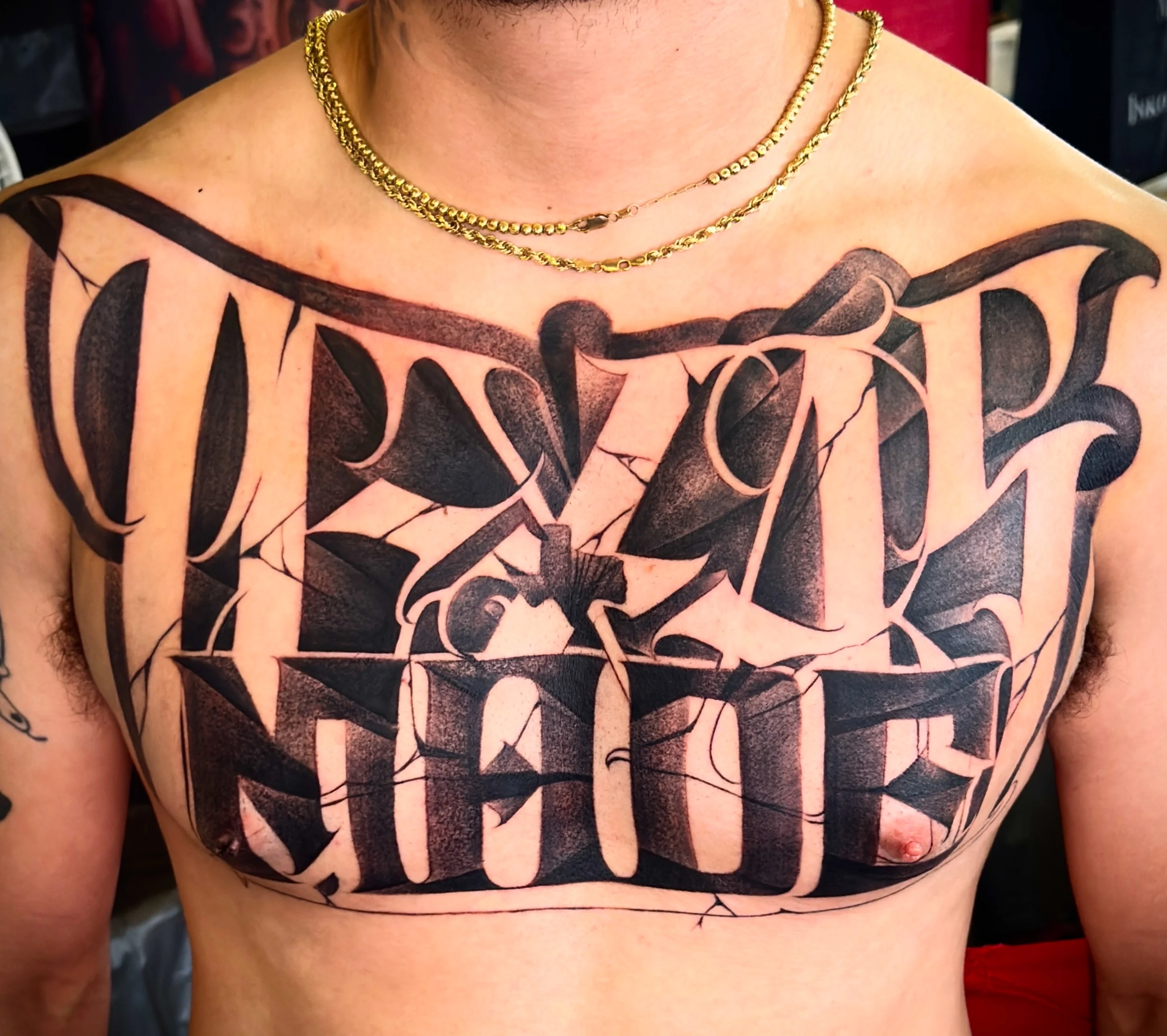Blackwork tattoo by Danny Romeo Orellana Tat2one: cross, lettering, religious, spiritual