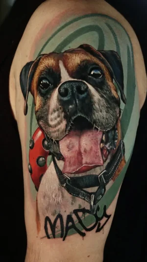 Realistic Dog Portrait Upper Arm
