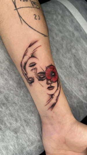 Surreal Woman Face with Flower