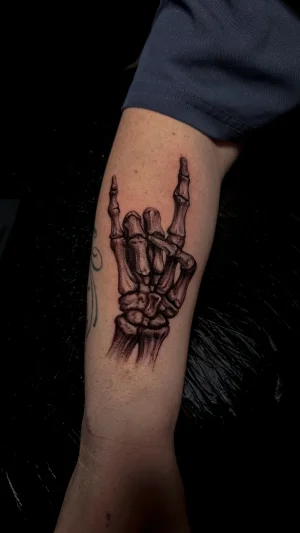 Skeleton Hand Rock Gesture