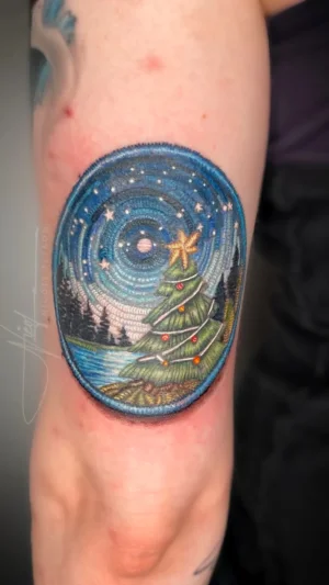 Holiday Pine Tree Night Scene patch