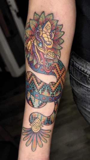 Colorful Neo-Traditional Dragon Forearm