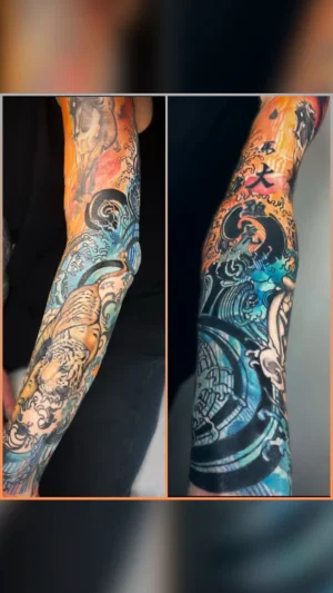 Full sleeve blast over Japanese impressionist