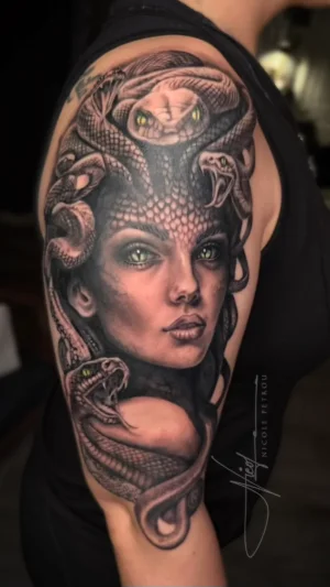Medusa Black & Grey Half Sleeve