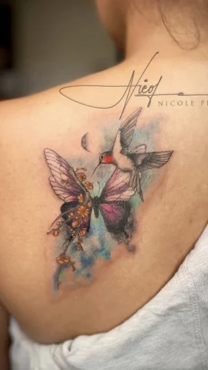 Hummingbird and Butterfly Back Piece