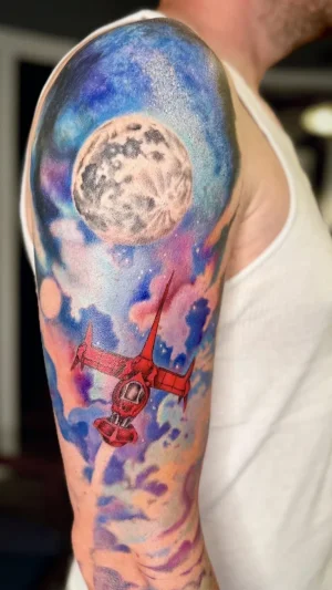 Realistic cowboy bebop Moon Half Sleeve