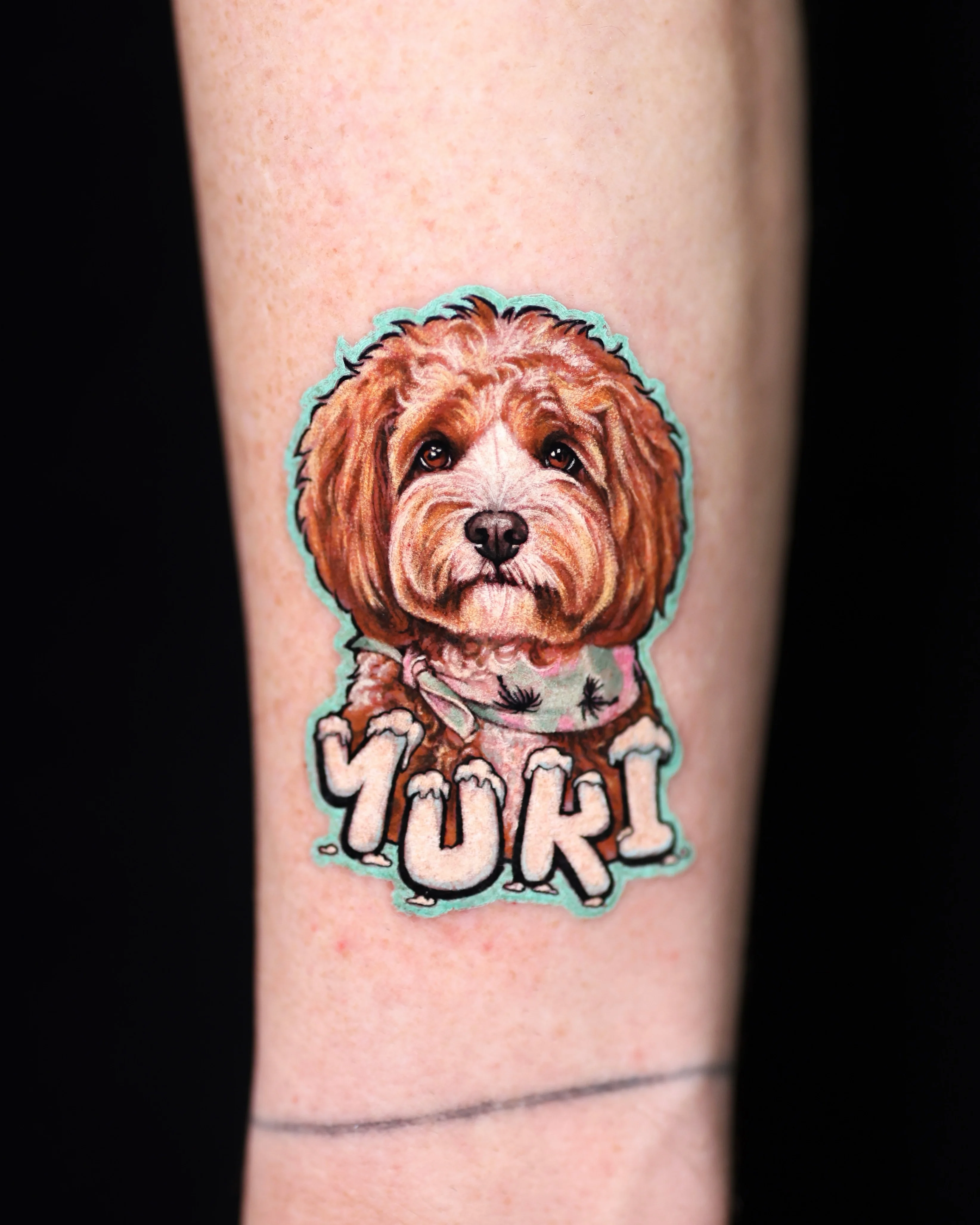 Color Realism tattoo by Dokhwa: dog, bandana, fur, nose