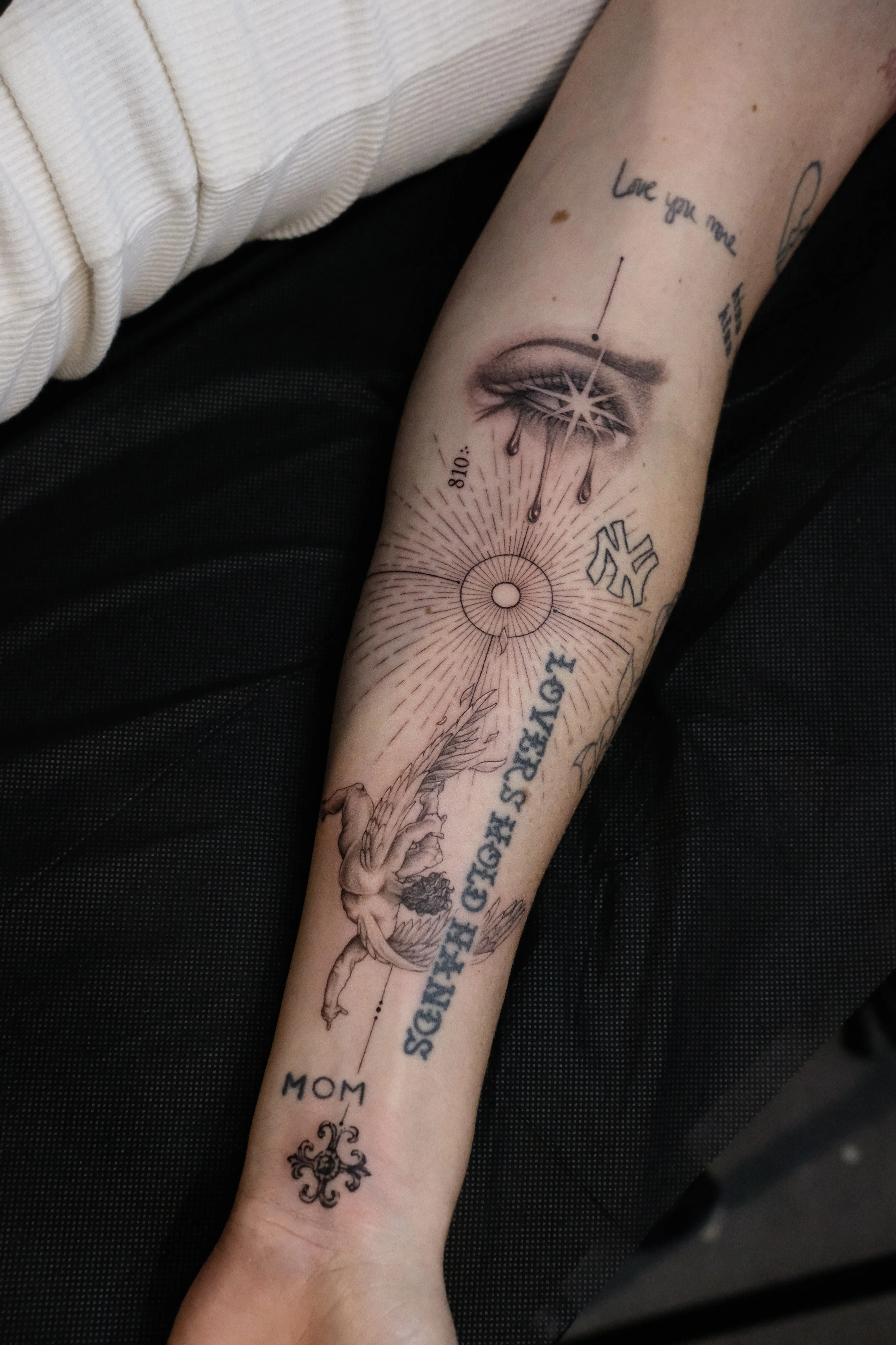 Fine Line tattoo by Abigail Louise: eye, tears, star, angel