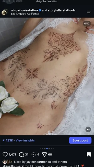 Delicate Floral Mandala Stomach Piece