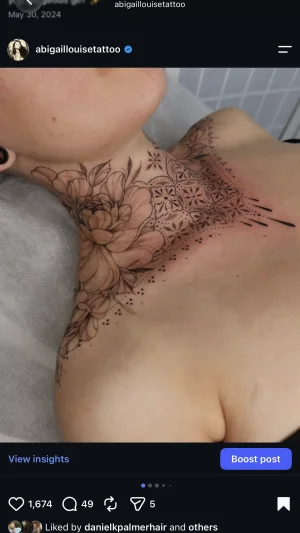 Fine Line Floral Neck and Chest Piece