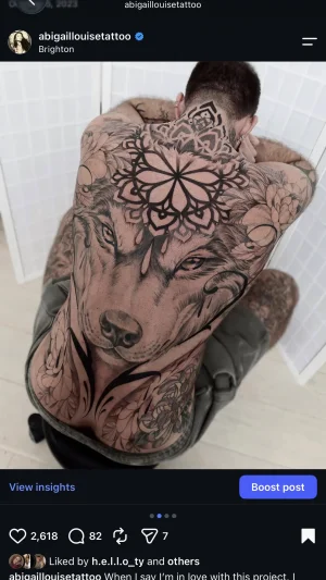 Realistic Wolf Mandala Full Back