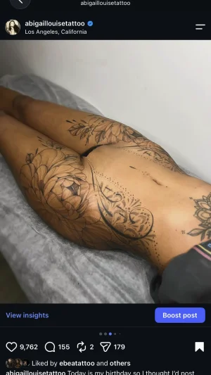 Delicate Peony Floral Thigh Art