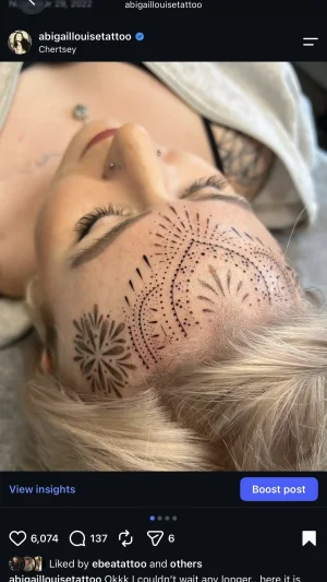 Delicate Blackwork Forehead Mandala