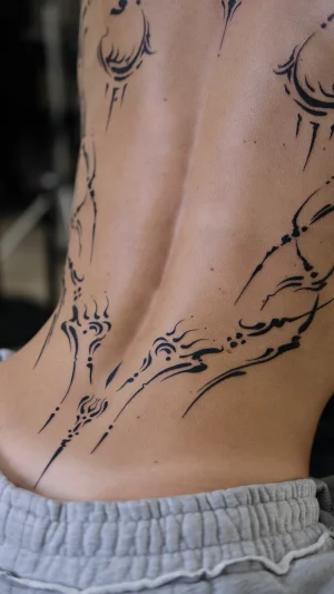 Abstract Blackwork Full Back Design
