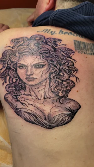 Medusa Black & Grey Back Piece