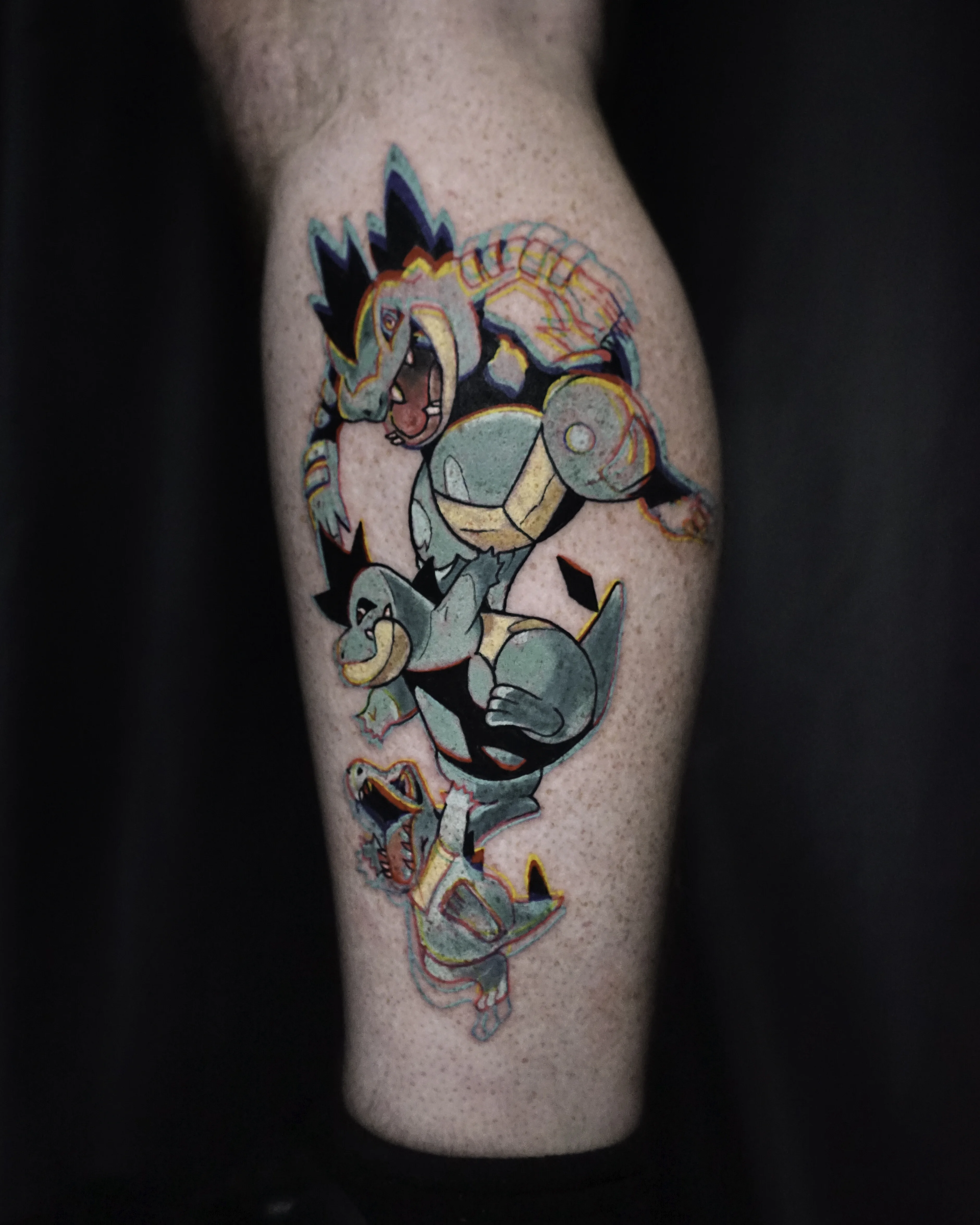 New School tattoo by Nyahzul: croconaw, feraligatr, totodile, animal