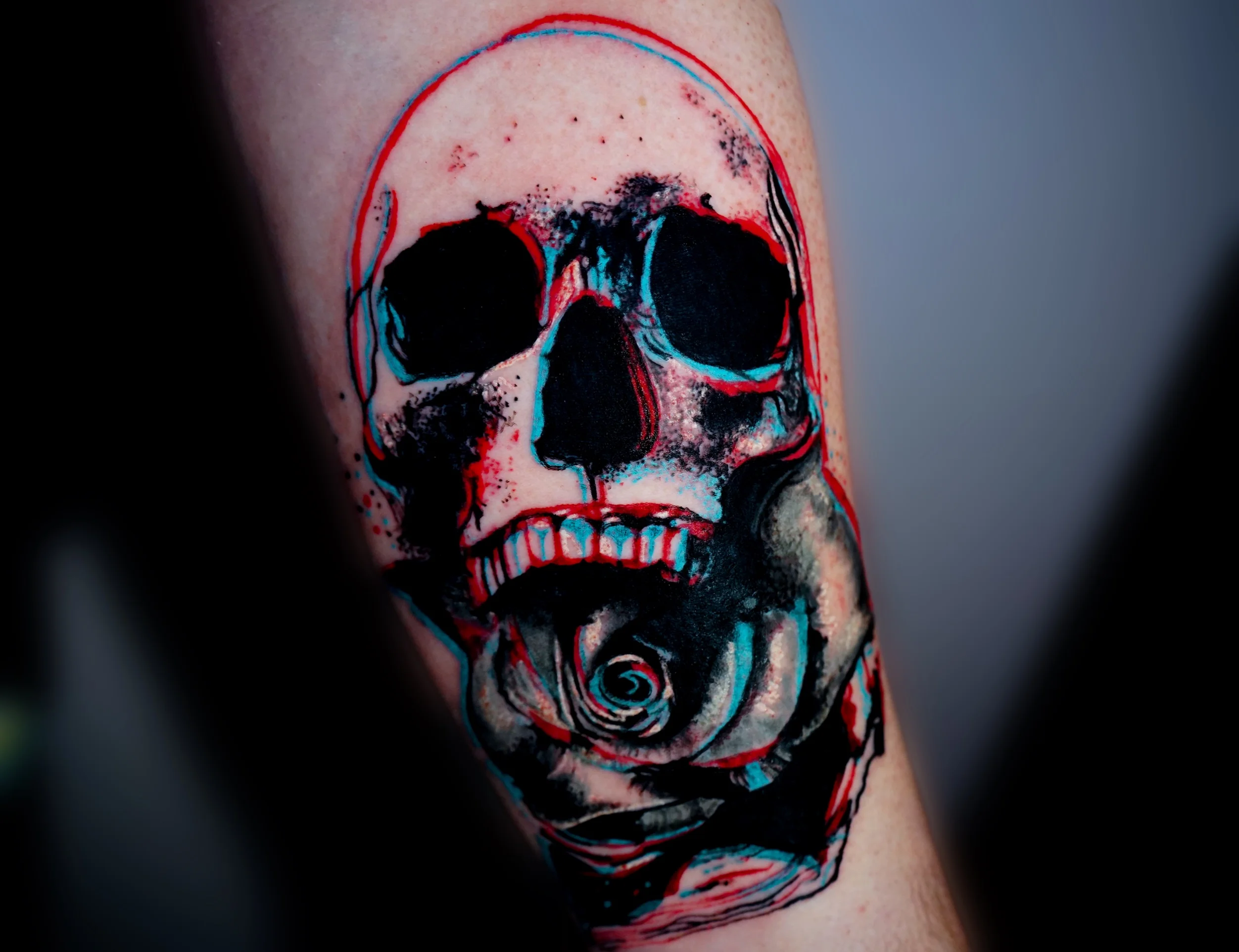 Black & Gray Realism tattoo by Nyahzul: skull, rose, gothic, dark