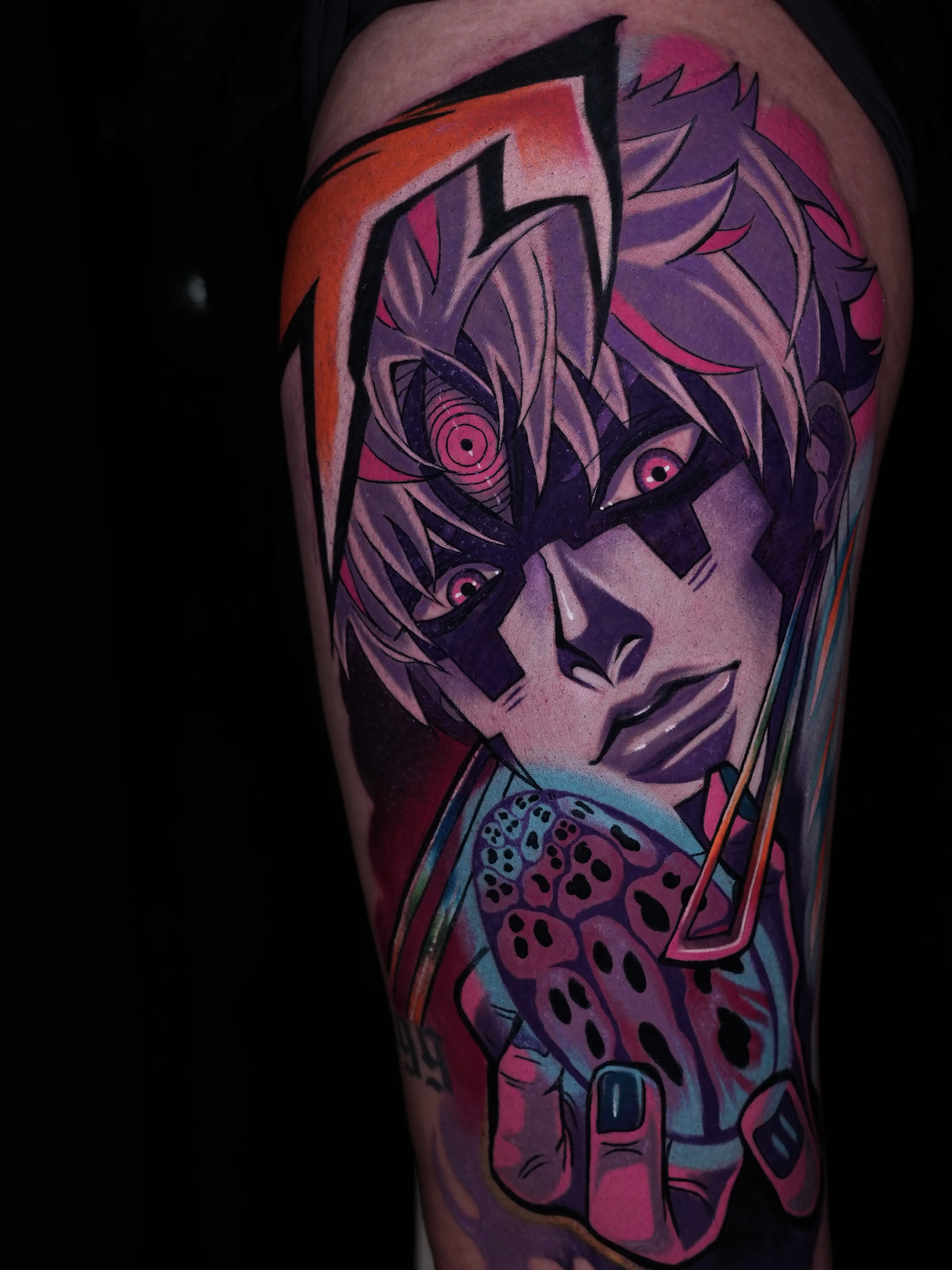 Anime tattoo by GABRIEL FUERZAS INK/ANIME TATTOOS DENVER: anime character, third eye, face, hand