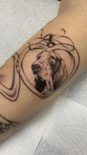 Realistic Dog Heart Locket Forearm