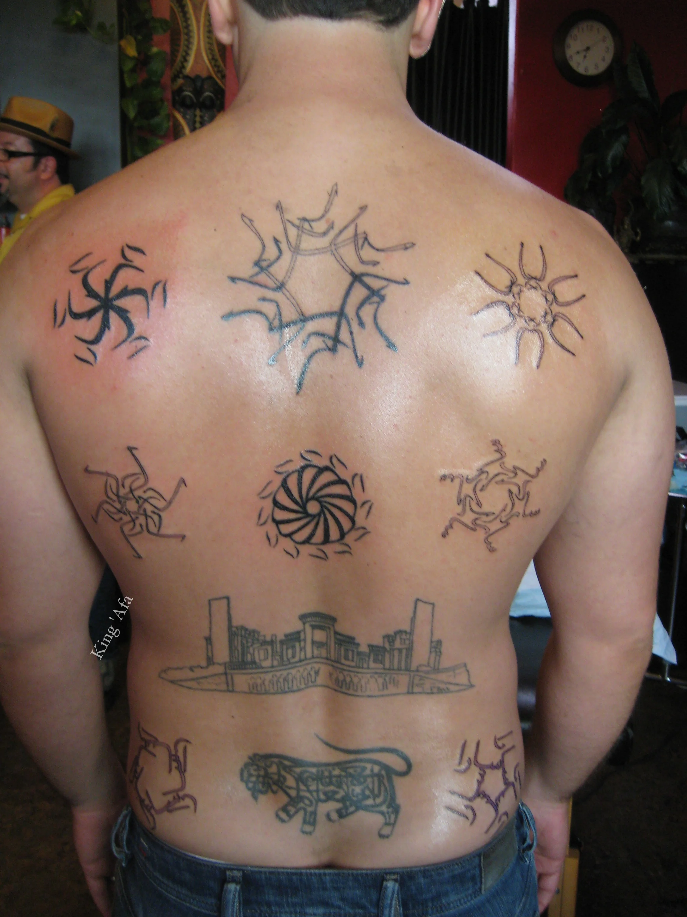 Geometric tattoo by King 'Afa Cocker: persian, blackwork, tribal, geometric