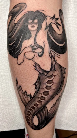 Dark Mermaid Black & Grey Calf
