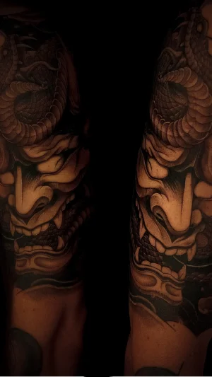 Demon Mask Japanese Half Sleeve